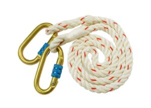 Elemento de amarre con dos conectores incluido. Kit completo para trabajar con seguridad en altura y conectar el arnés al punto de anclaje.