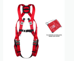 Arnés anticaídas MIRA 16A 2 puntos de enganche anticaídas. Regulación en perneras mediante hebillas de cierre automático. Bolsa porta-equipos.