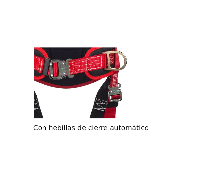 arnés anticaídas con cinturón de sujeción incorporado. Dispone de dos puntos de enganche anticaídas y dos puntos de enganche de sujeción.