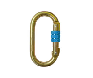 Mosqueton Steelsafe 981 de acero con cierre de rosca y una apertura de 17mm. Tiene una resistencia estática de 23kN.