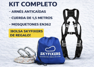 Kit Arnés Anticaídas Básico SKY EN362 | Arnés + Cuerda + Mosquetones + Bolsa