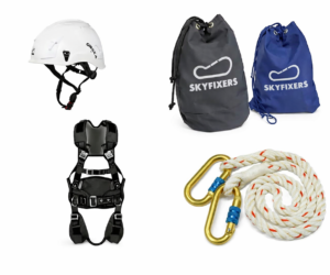 Kit EPIs PRO SKY – casco, arnés, mosquetones, bolsa