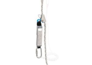Dispositivo anticaídas fijo deslizante de aluminio con cuerda de 10m para trabajos en altura. Alta calidad, máxima seguridad y durabilidad.