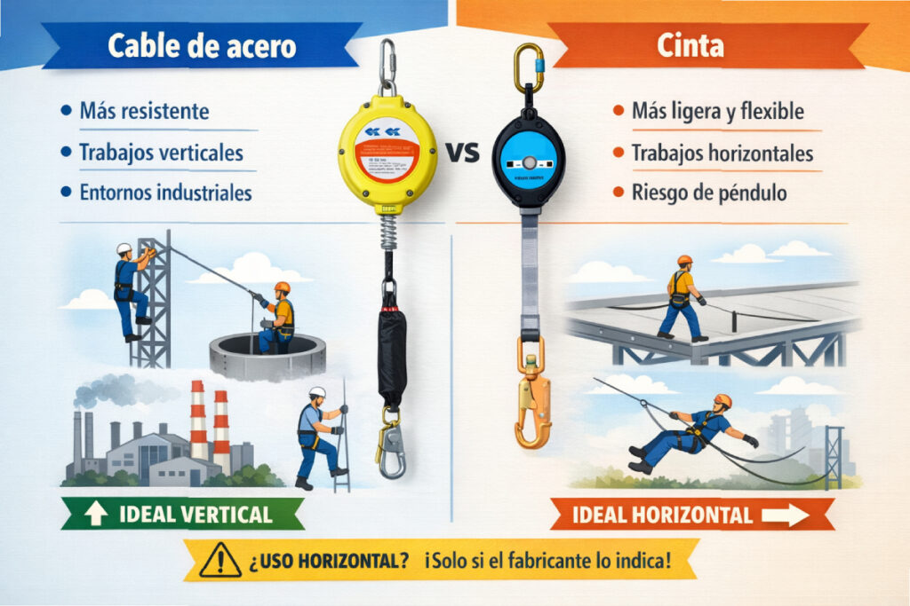 En que se diferencia un Retractil cable de acer o de cinta