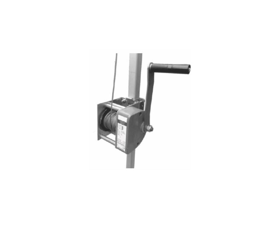Dispositivo SF-WN-801 con manivela para manejar cargas hasta 120 Kg con 20 metros de cable. Incluye soporte de acoplamiento para el trípode SF-TP-800