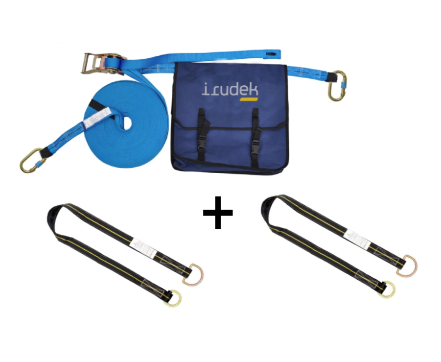 Línea de vida portátil con Cinta de Anclatje CTA01. Kit impresscindible para trabajar con seguridad en trabajos en altura.
